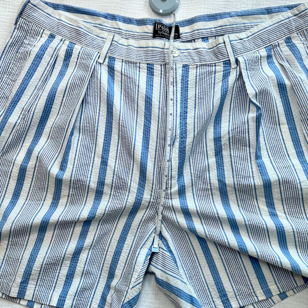 Polo Ralph Lauren Seersucker Shorts Tyler Blue White Stripes Men’s 42 VTG Preppy - Picture 8 of 15